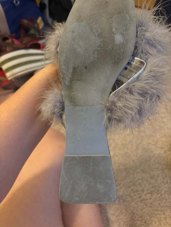 Jeffrey Campbell Women's Crush On U 2 Silver Feather Slide Sandals - Picture 2 of 2